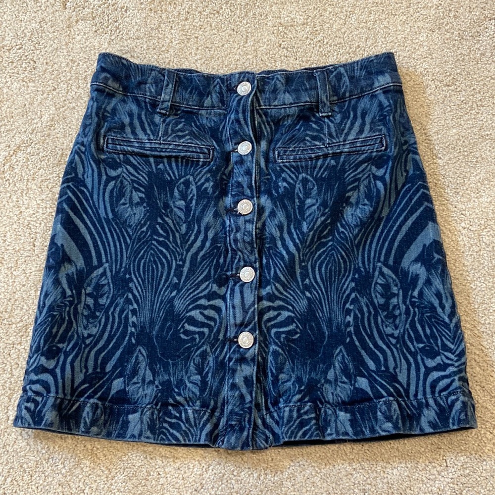 denim animal print mini skirt